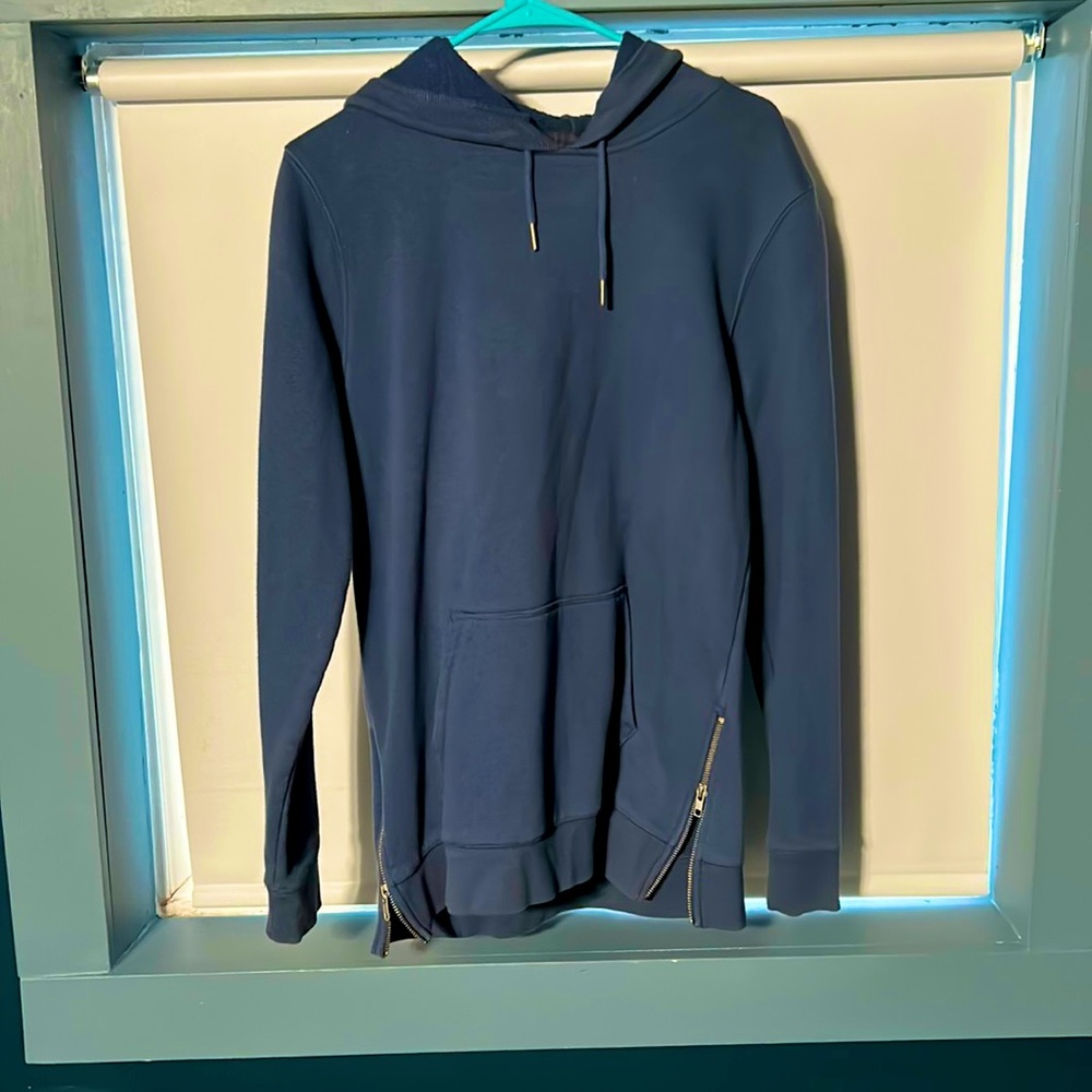 Navy hoodie with zipper sides